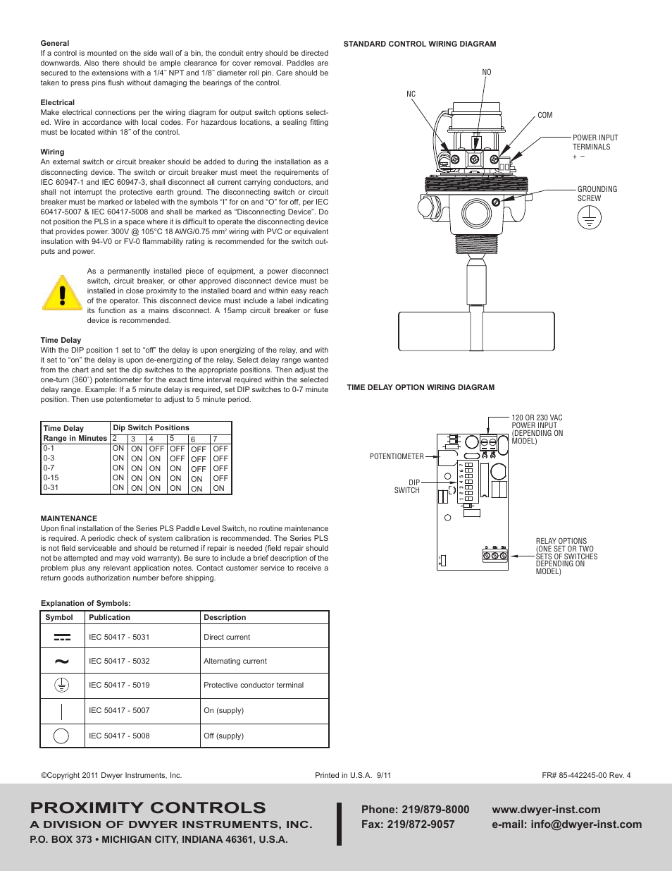 Proximity controls | Dwyer PLS User Manual | Page 4 / 4