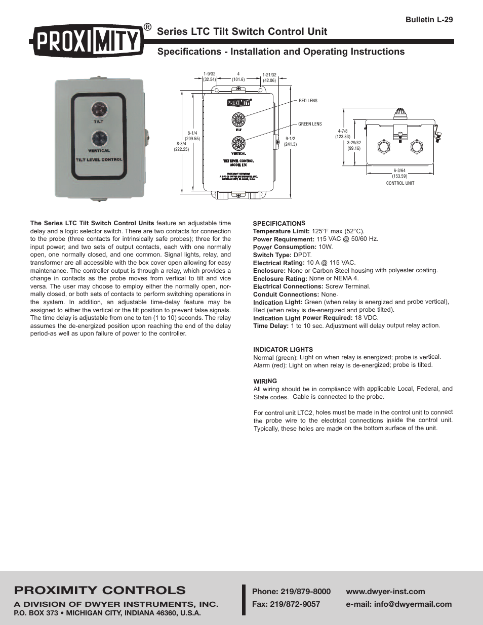 Dwyer LTC User Manual | 2 pages