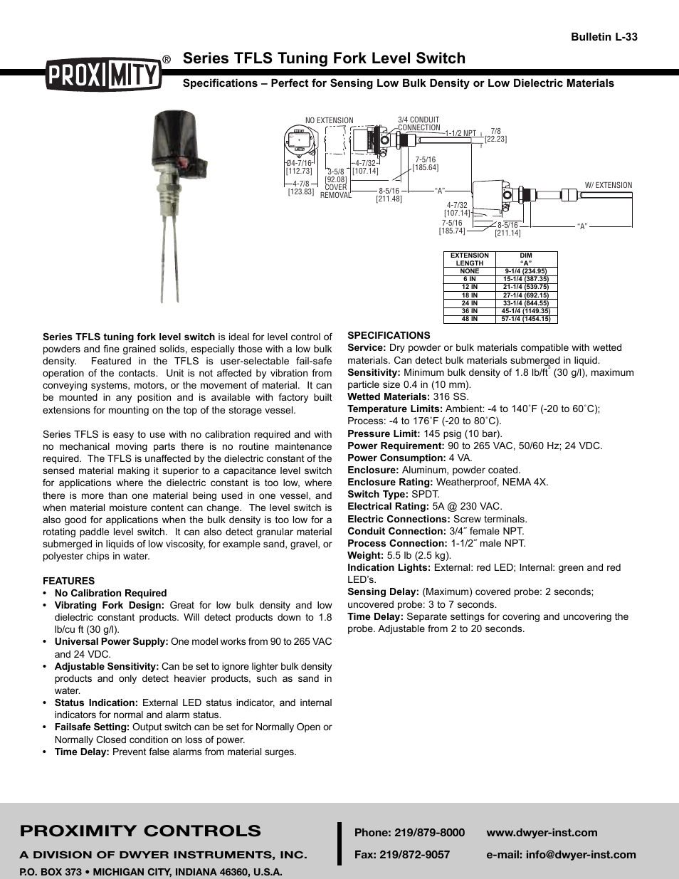Dwyer TFLS User Manual | 4 pages