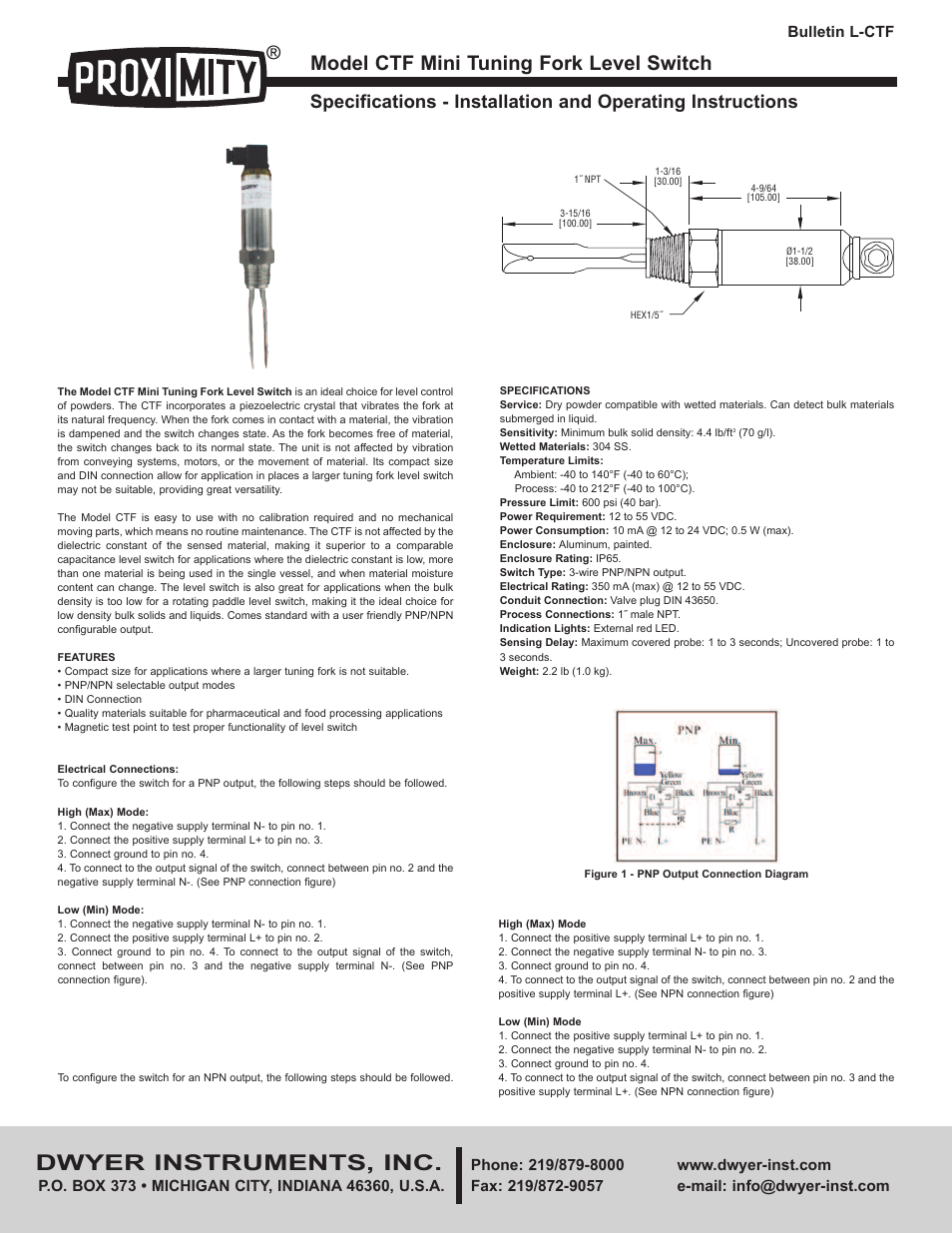 Dwyer CTF User Manual | 2 pages