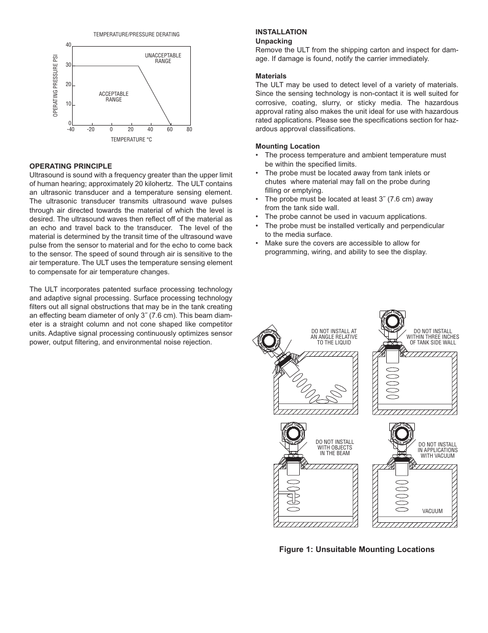 Figure 1: unsuitable mounting locations | Dwyer ULT User Manual | Page 2 / 8