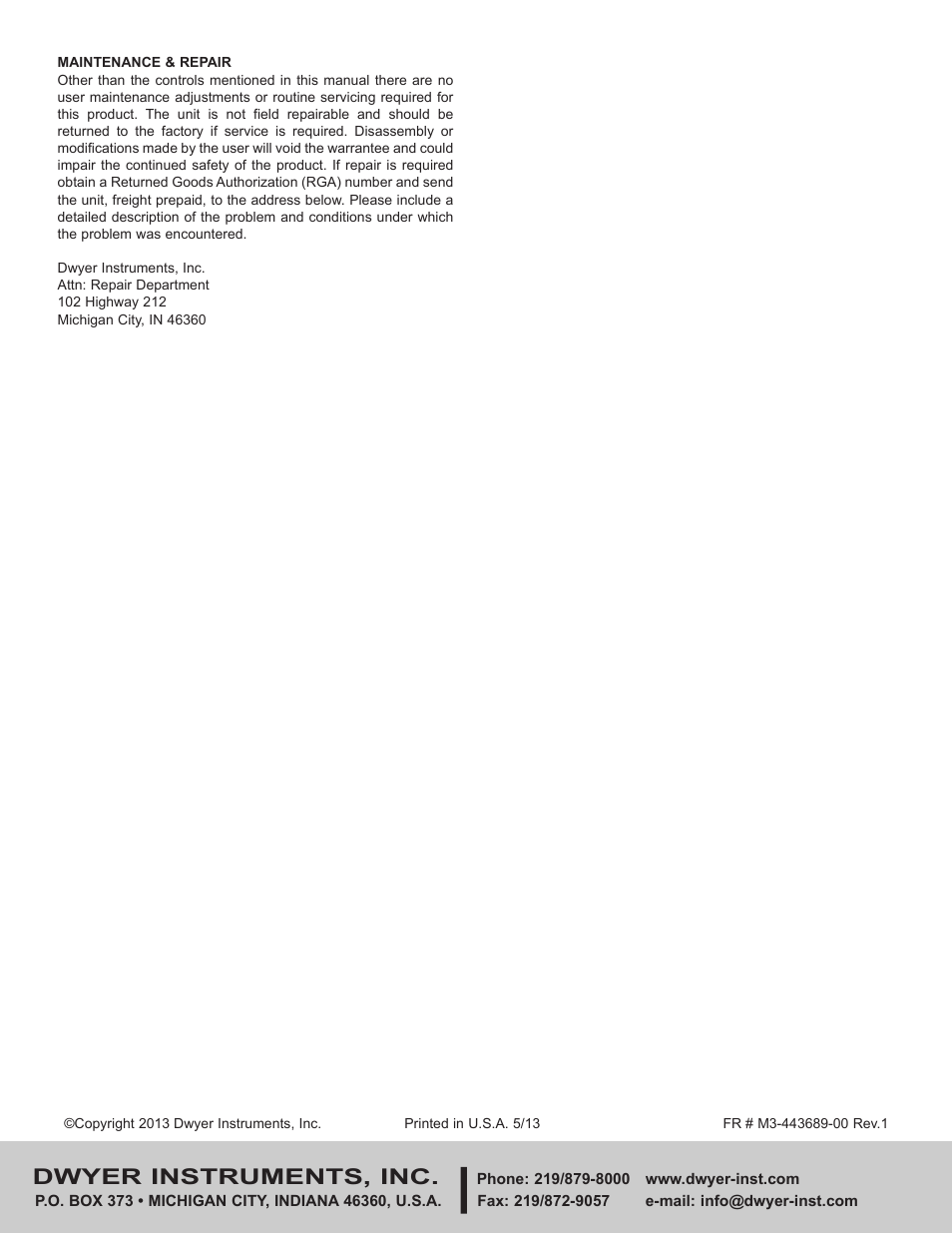 Dwyer instruments, inc | Dwyer ULT User Manual | Page 8 / 8