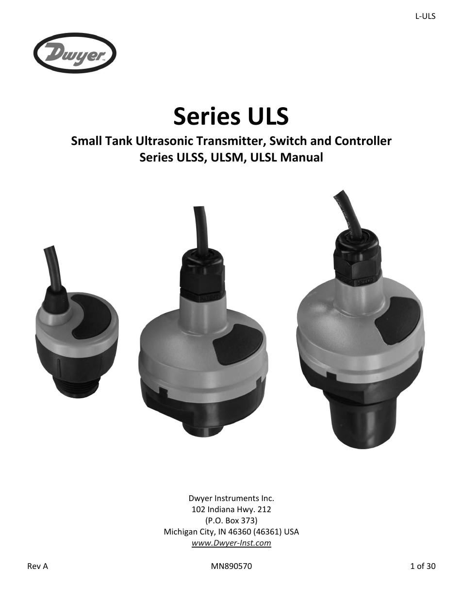 Dwyer ULSS User Manual | 30 pages