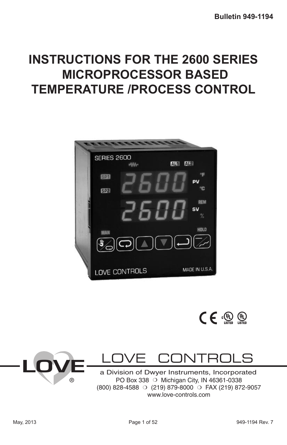Dwyer 2600 User Manual | 52 pages