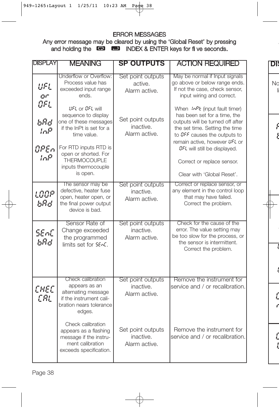 L00p bad, Senc bad, Chec cal | Cr c l | Dwyer 16A User Manual | Page 38 / 44