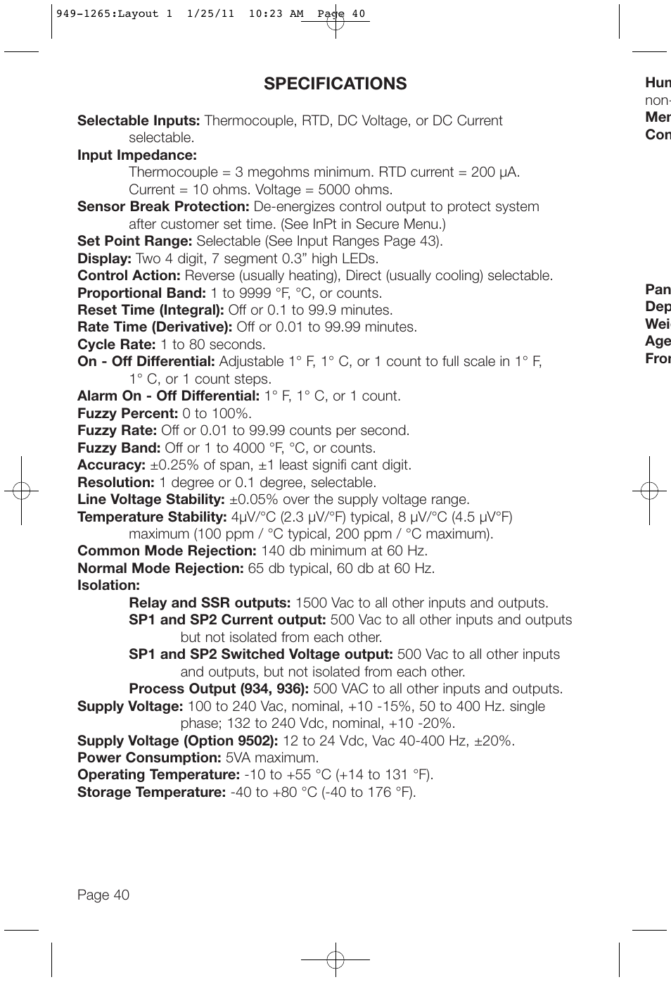 Specifications | Dwyer 16A User Manual | Page 40 / 44