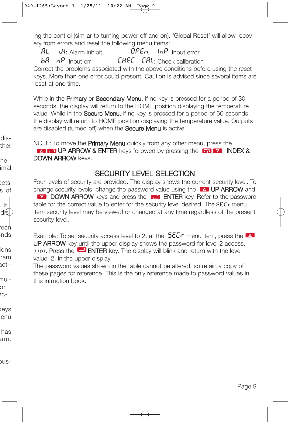Security level selection | Dwyer 16A User Manual | Page 9 / 44