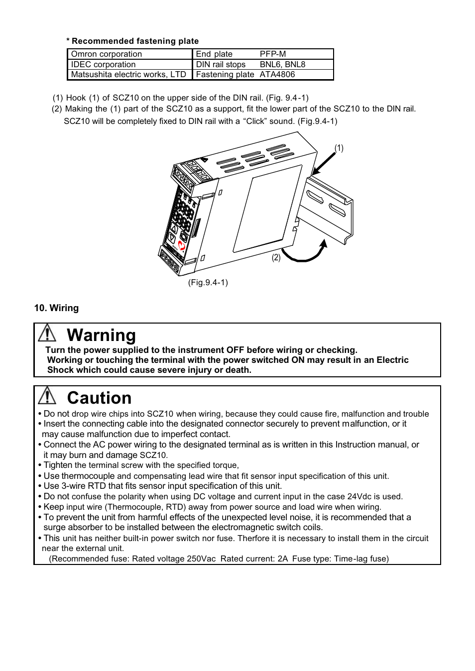 Warning, Caution | Dwyer SCZ10 User Manual | Page 15 / 20