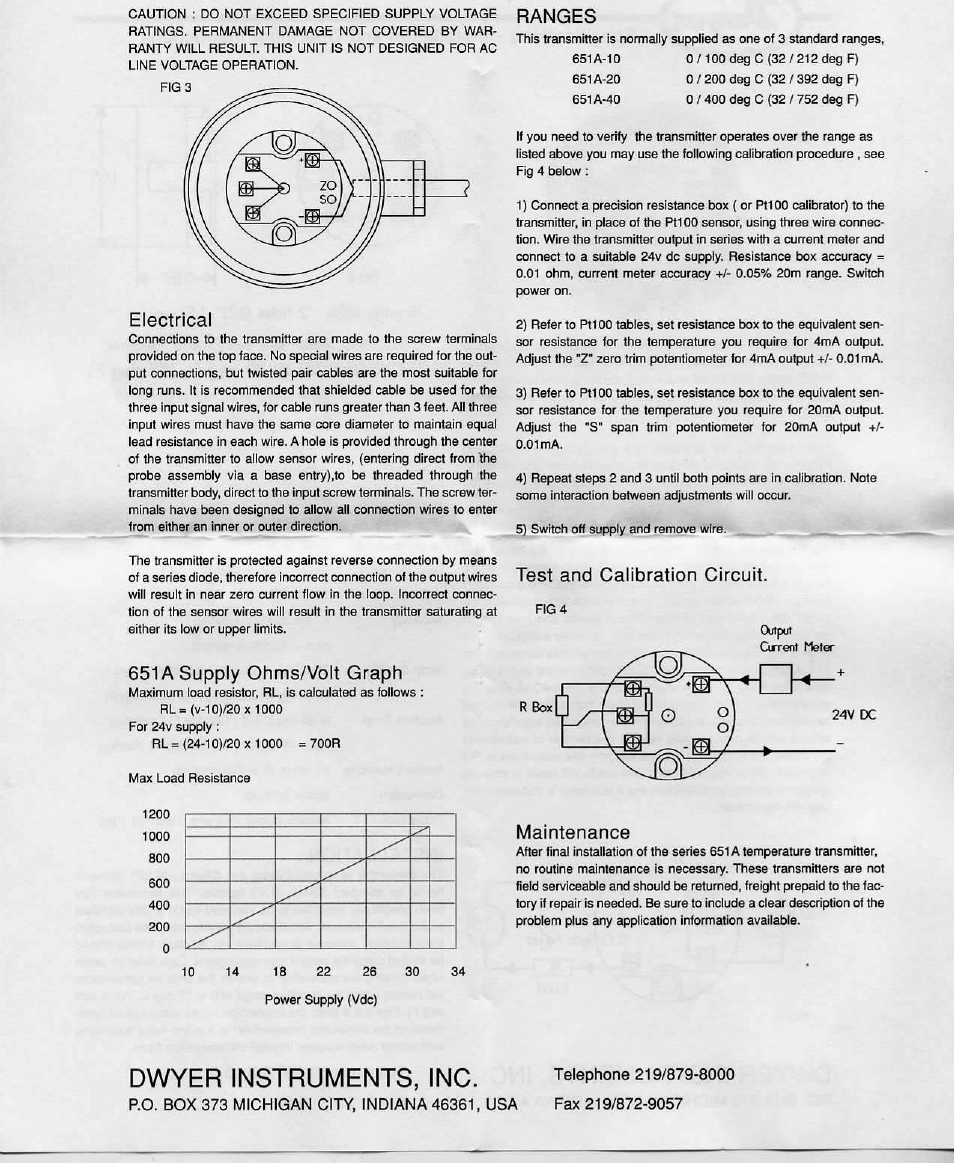 Dwyer 651 User Manual | Page 2 / 2