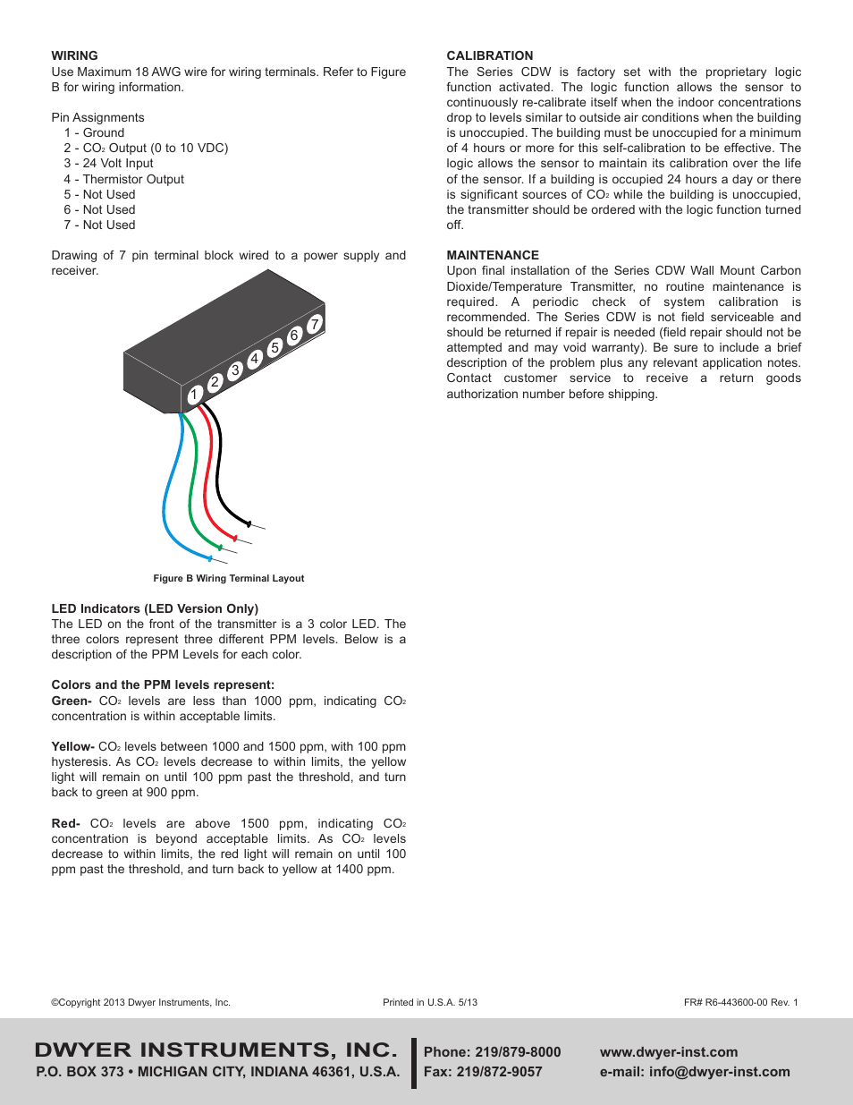 Dwyer instruments, inc | Dwyer CDW User Manual | Page 2 / 2