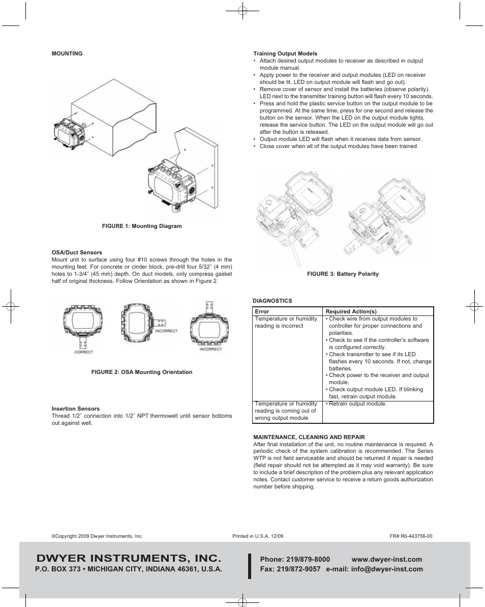 Dwyer instruments, inc | Dwyer WTP User Manual | Page 2 / 2