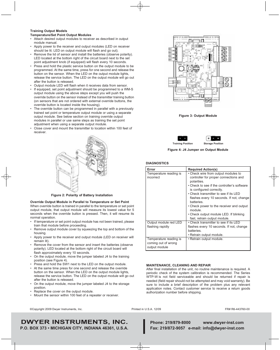 Dwyer instruments, inc | Dwyer WTP-W User Manual | Page 2 / 2