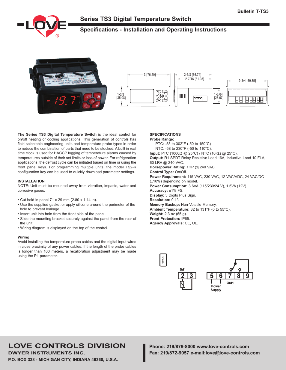 Dwyer TS3 User Manual | 4 pages