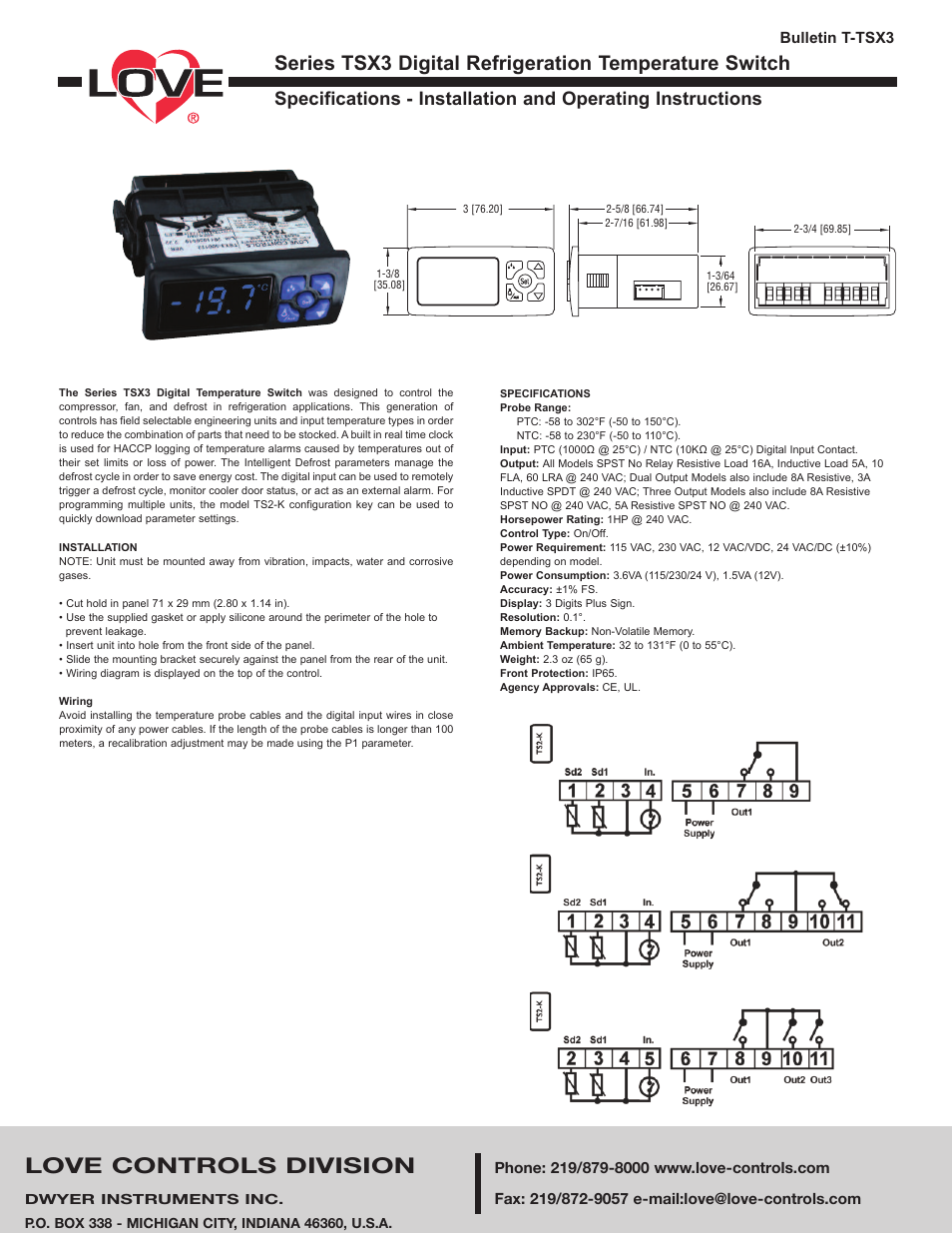 Dwyer TSX3 User Manual | 4 pages