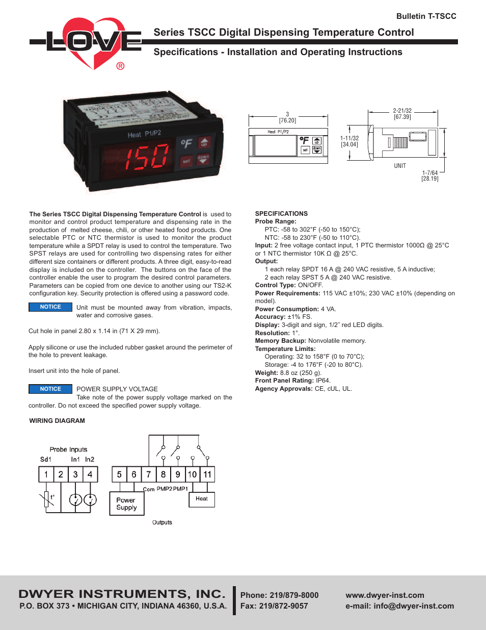 Dwyer TSCC User Manual | 2 pages