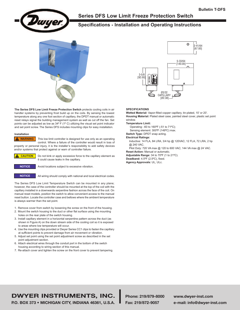 Dwyer DFS User Manual | 2 pages