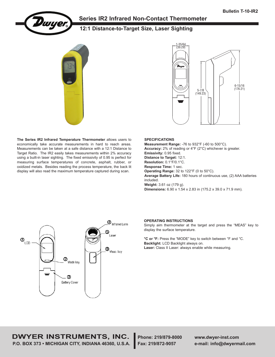 Dwyer IR2 User Manual | 2 pages
