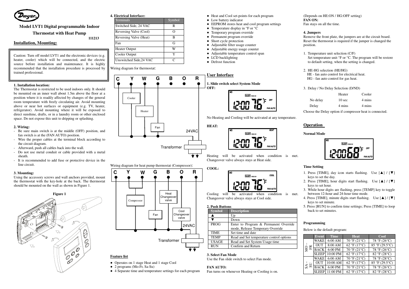 Dwyer LVT1 User Manual | 2 pages