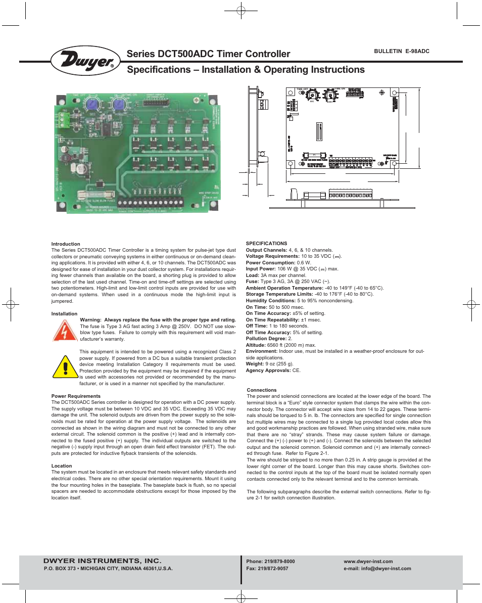 Dwyer DCT500ADC User Manual | 2 pages