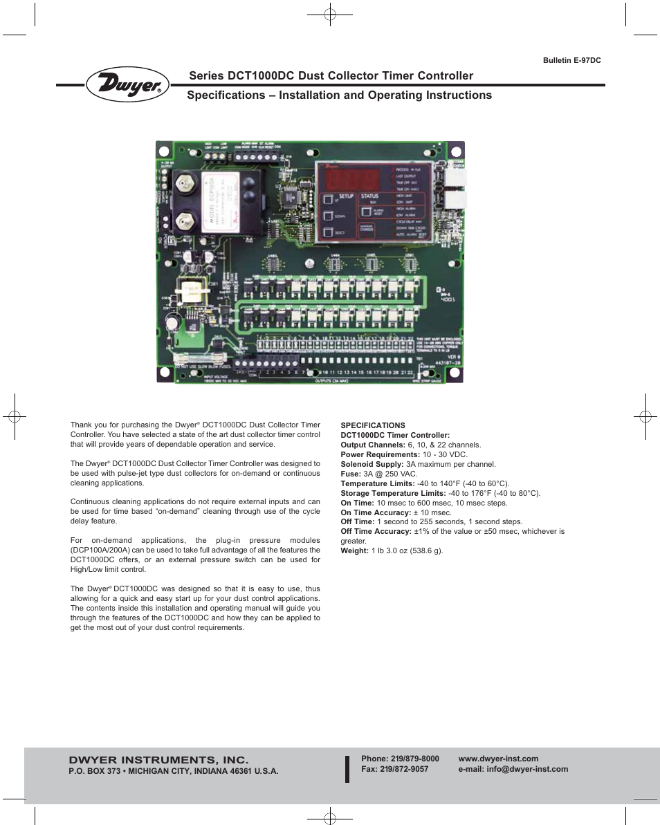 Dwyer DCT1000DC User Manual | 8 pages