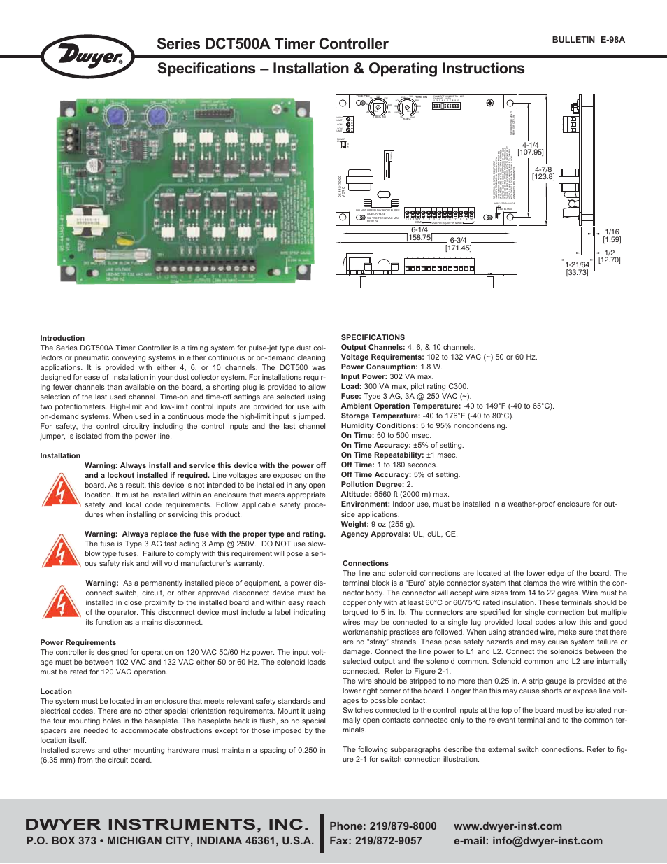 Dwyer DCT500A User Manual | 2 pages