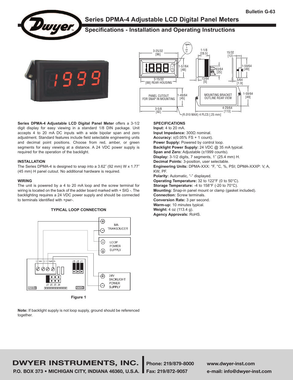 Dwyer DPMA-4 User Manual | 2 pages