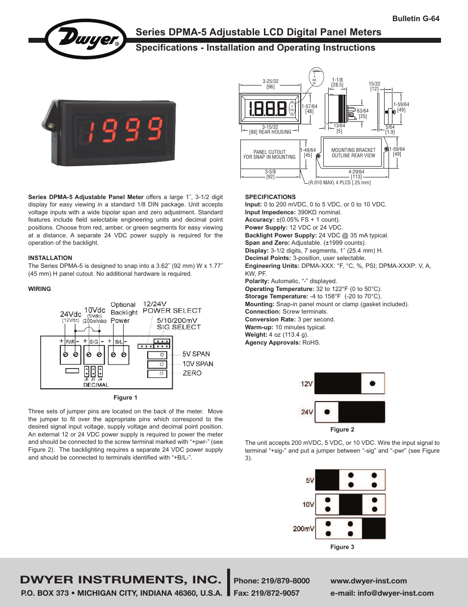 Dwyer DPMA-5 User Manual | 2 pages