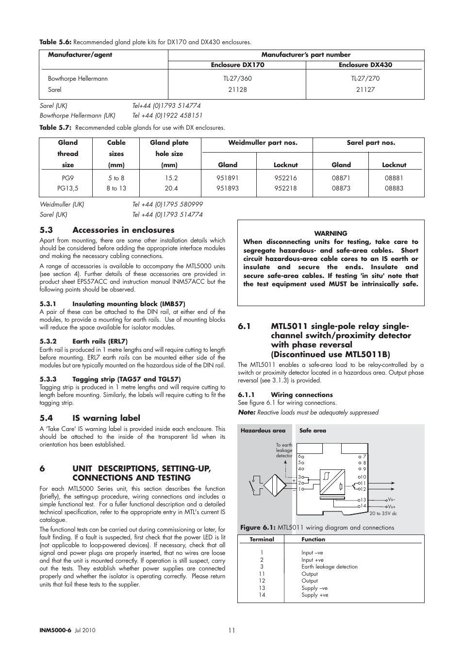 3 accessories in enclosures, 4 is warning label | Dwyer MTL5045 User Manual | Page 15 / 44