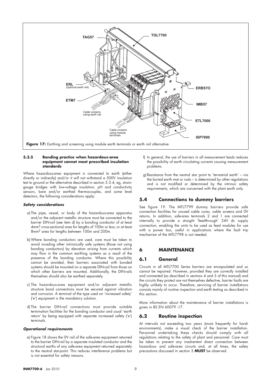 4 connections to dummy barriers, 6maintenance 6.1 general, 2 routine inspection | Dwyer MTL7787 User Manual | Page 13 / 24