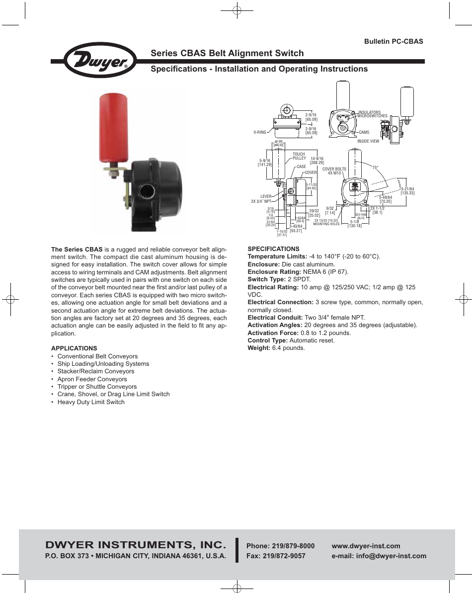 Dwyer CBAS User Manual | 4 pages