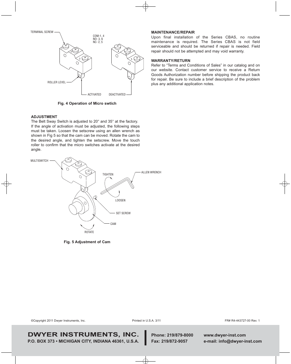 Dwyer instruments, inc | Dwyer CBAS User Manual | Page 4 / 4