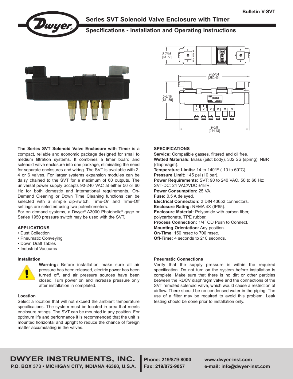 Dwyer SVT User Manual | 4 pages