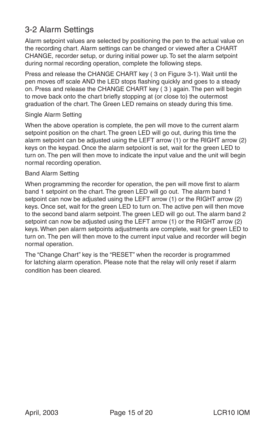 2 alarm settings | Dwyer LCR10 User Manual | Page 15 / 20