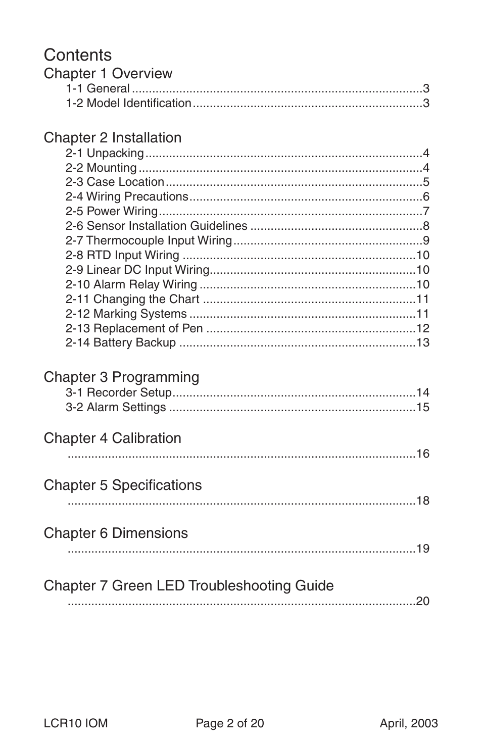 Dwyer LCR10 User Manual | Page 2 / 20