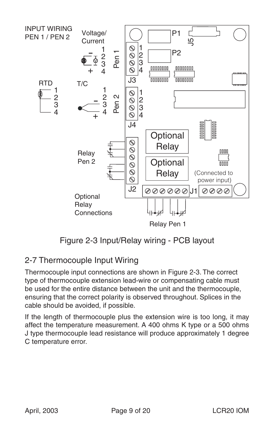Optional relay | Dwyer LCR20 User Manual | Page 9 / 20