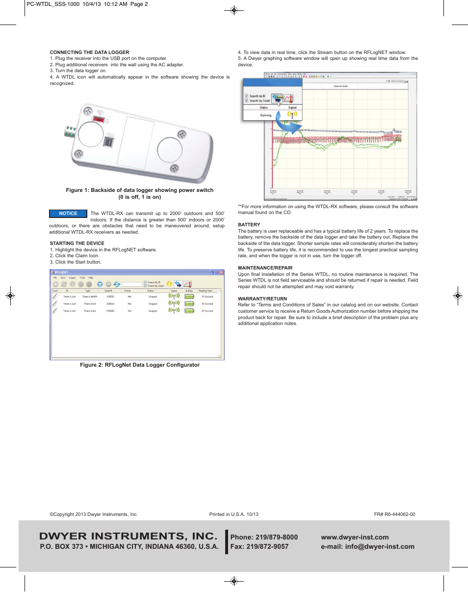 Dwyer instruments, inc | Dwyer WTDL User Manual | Page 2 / 2