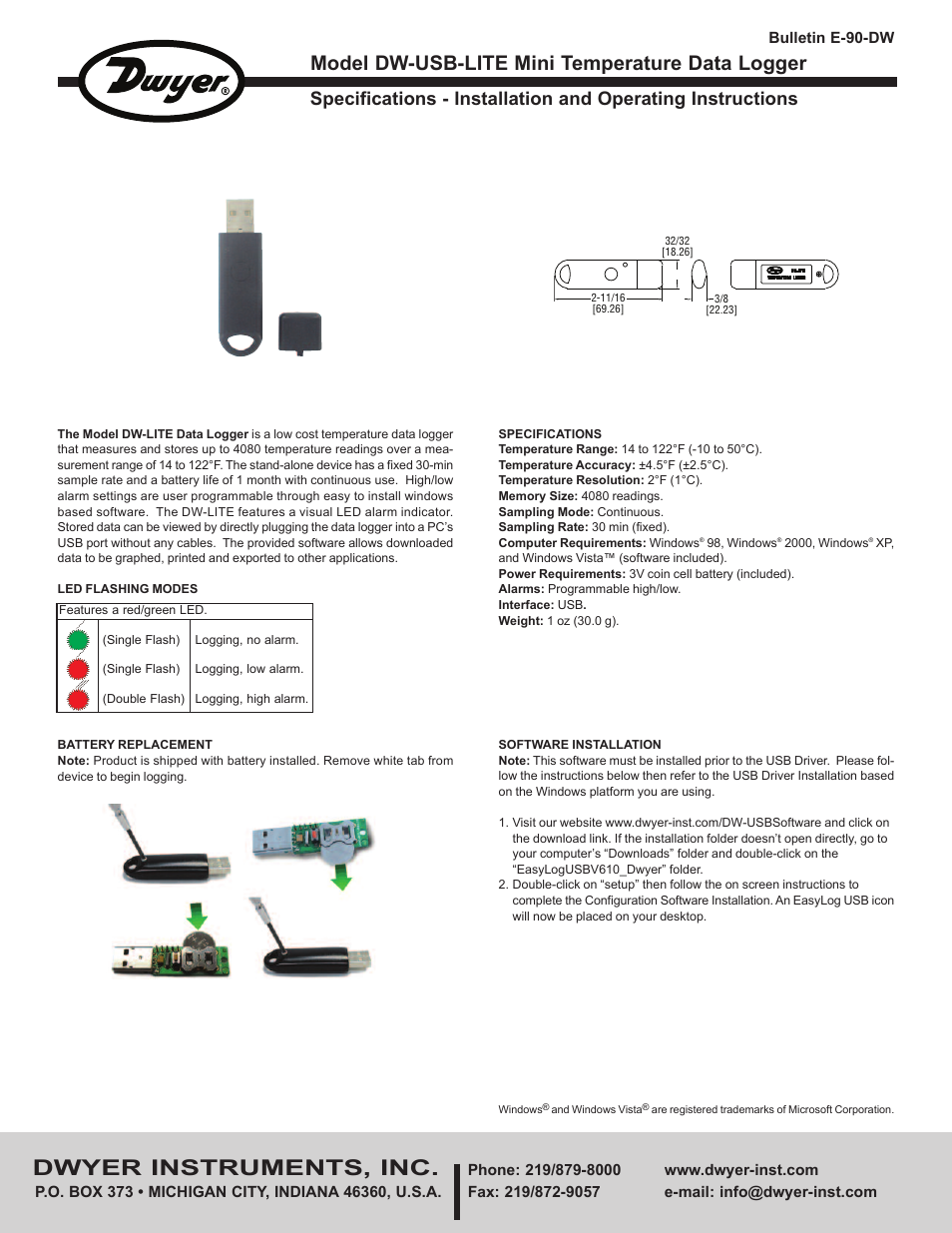 Dwyer DW-USB-LITE User Manual | 2 pages