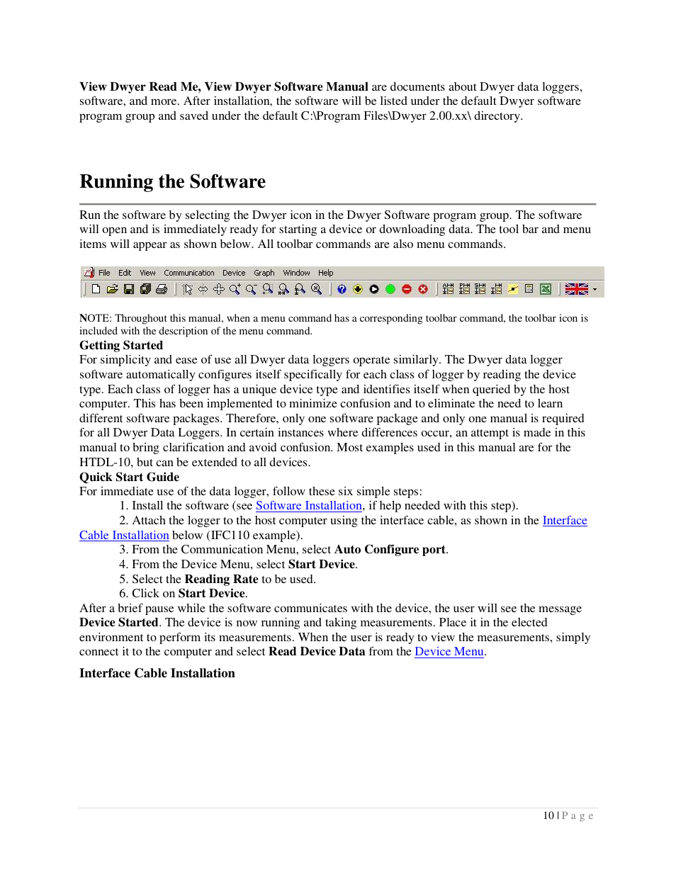 Running the software | Dwyer DLI User Manual | Page 10 / 107