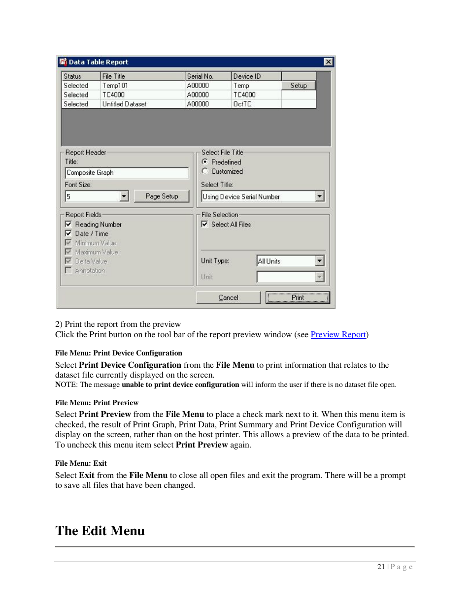 The edit menu | Dwyer DLI User Manual | Page 21 / 107