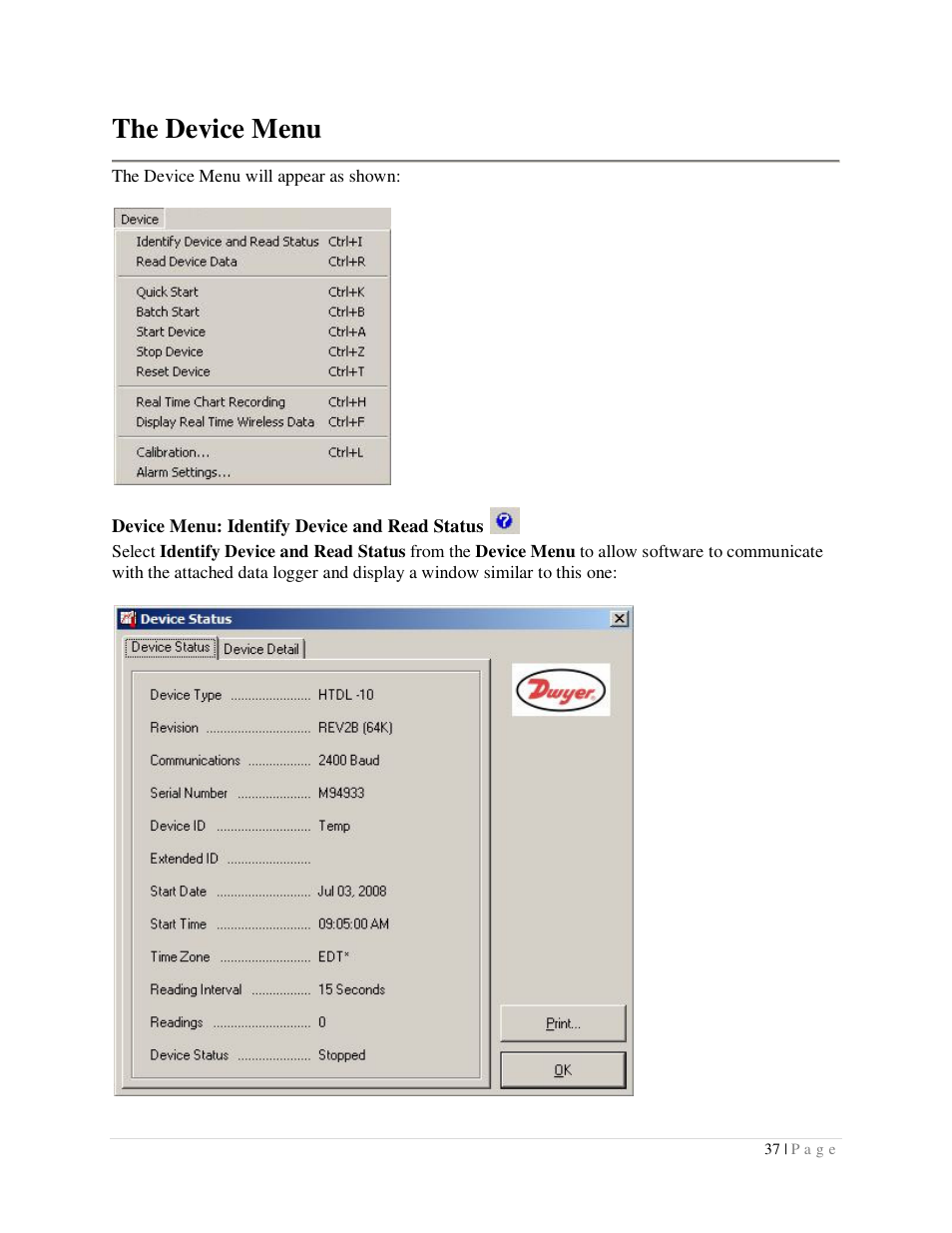 The device menu | Dwyer DLI User Manual | Page 37 / 107