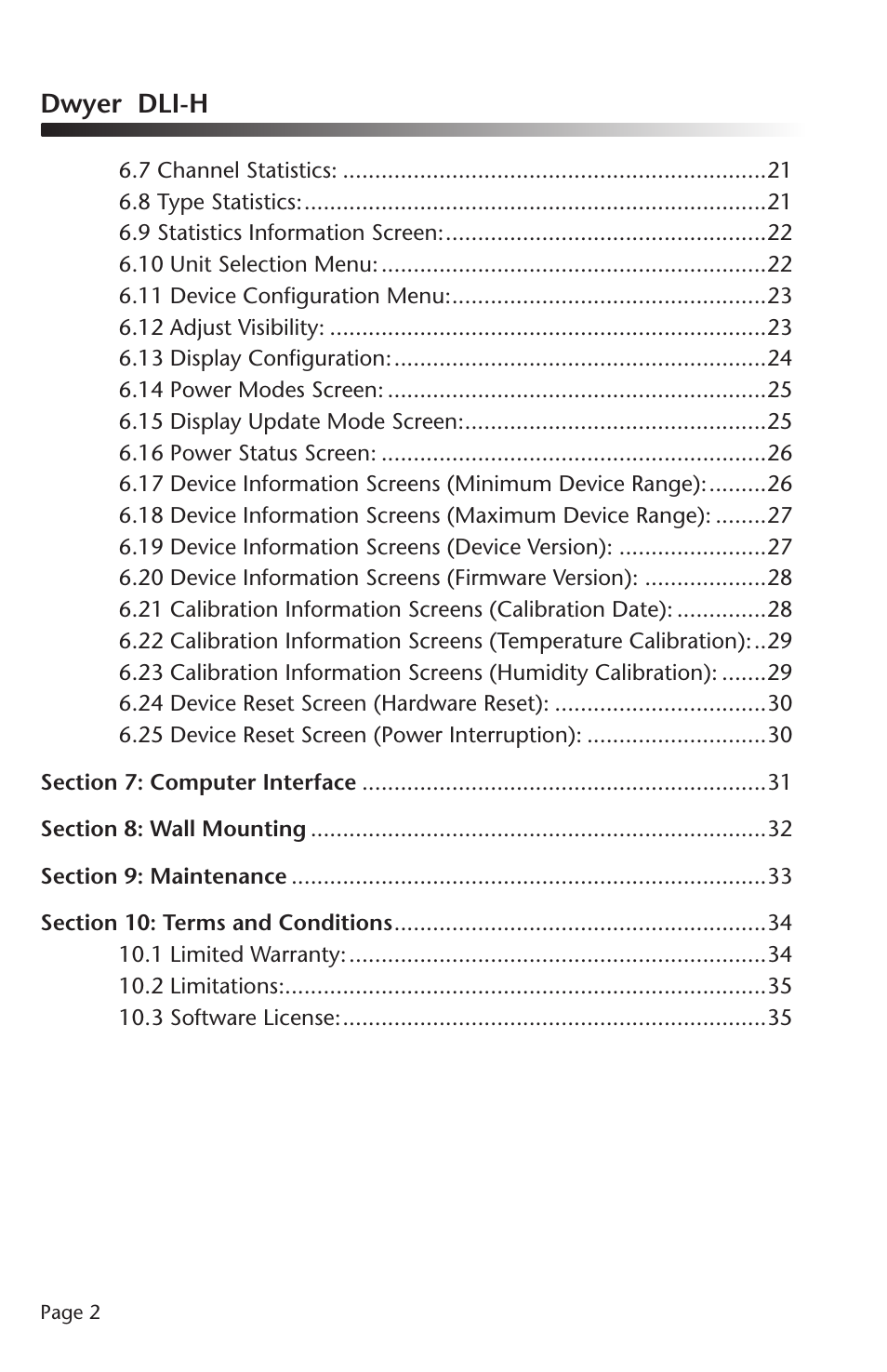 Dwyer dli-h | Dwyer DLI-H User Manual | Page 3 / 38