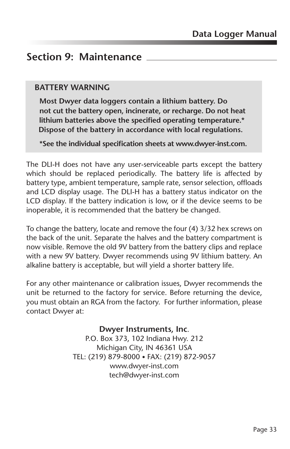 Data logger manual | Dwyer DLI-H User Manual | Page 34 / 38