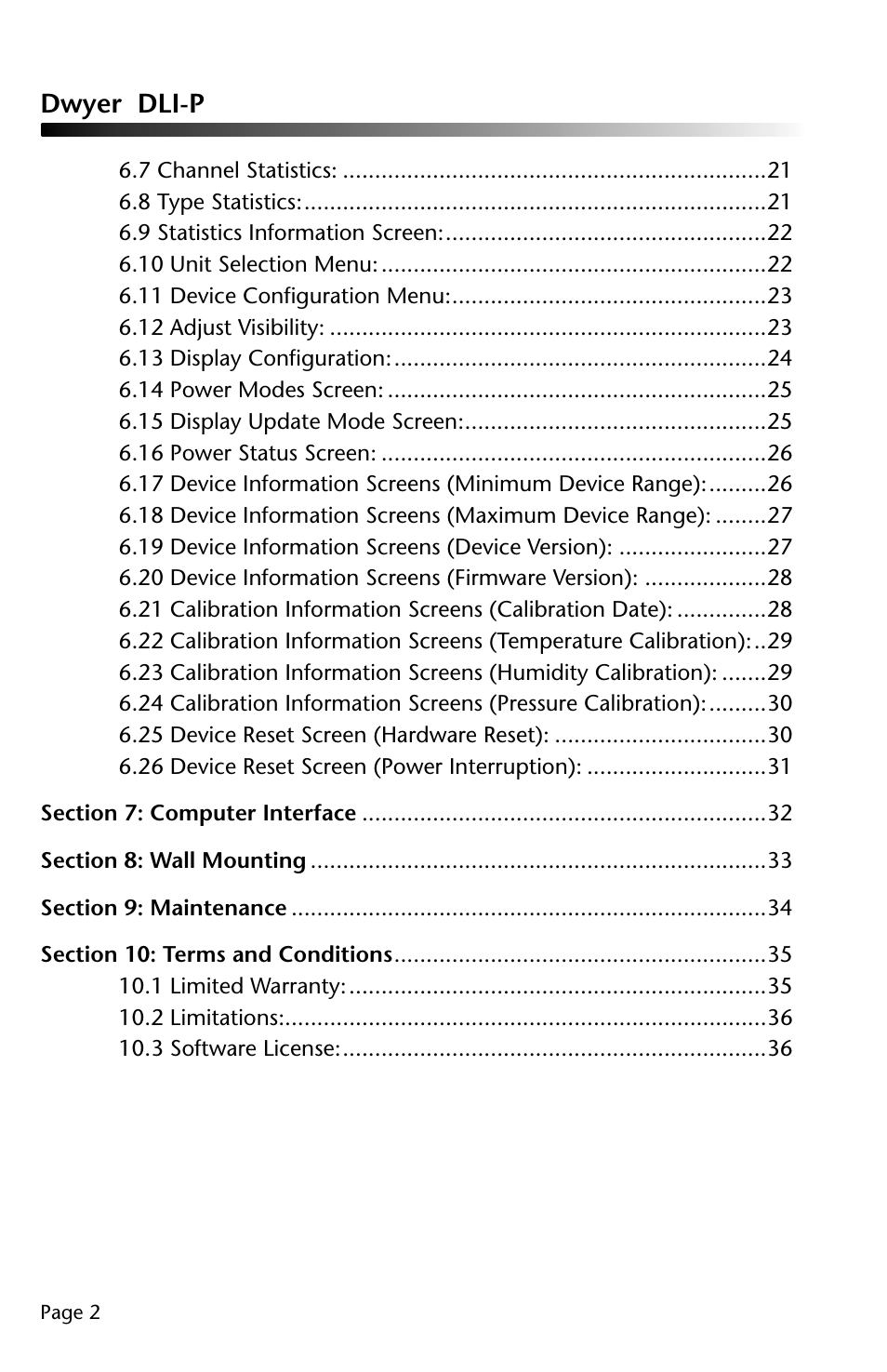 Dwyer dli-p | Dwyer DLI-P User Manual | Page 3 / 38