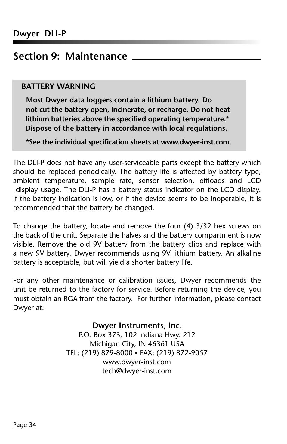 Dwyer DLI-P User Manual | Page 35 / 38