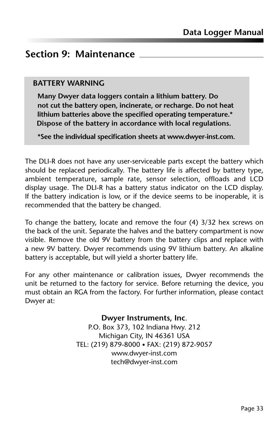 Dwyer DLI-R User Manual | Page 34 / 38