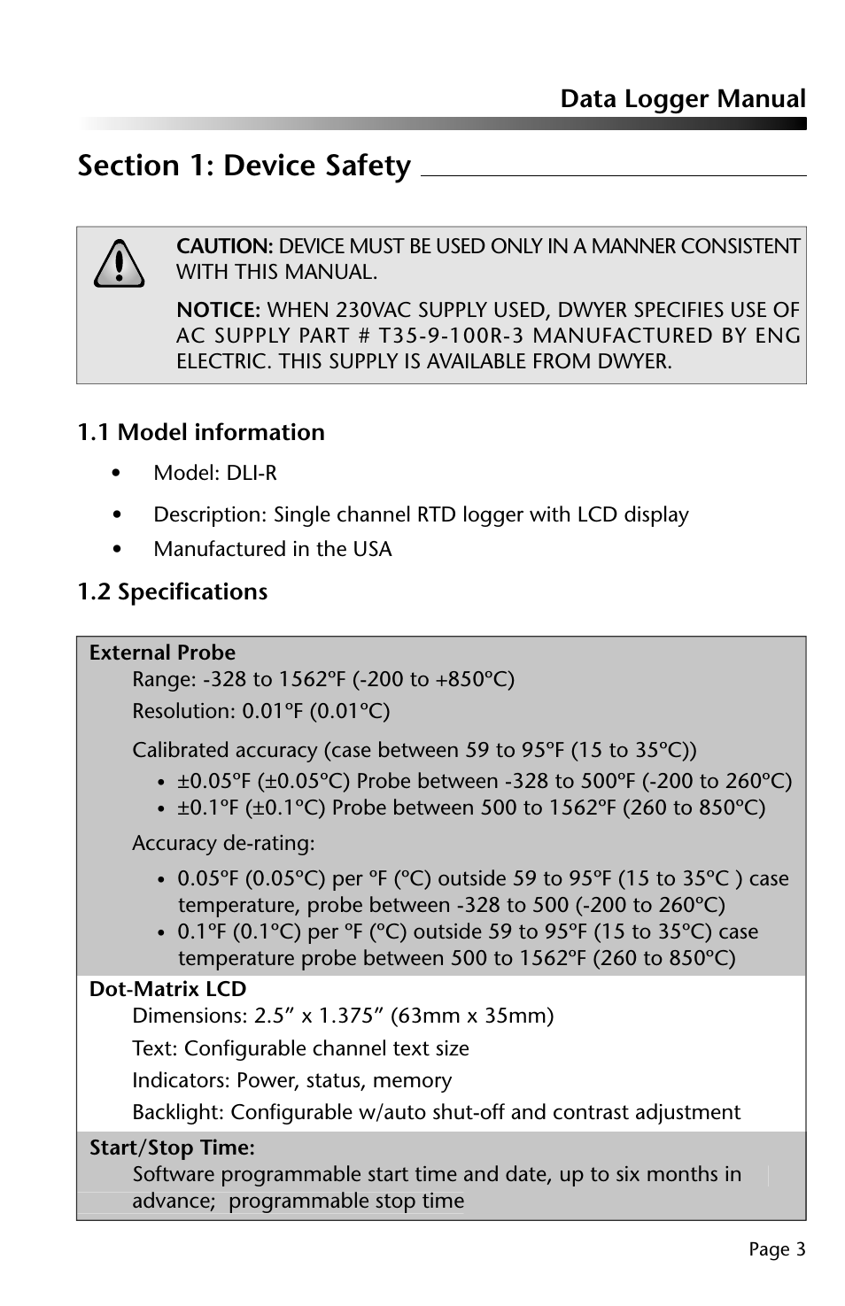 Data logger manual | Dwyer DLI-R User Manual | Page 4 / 38