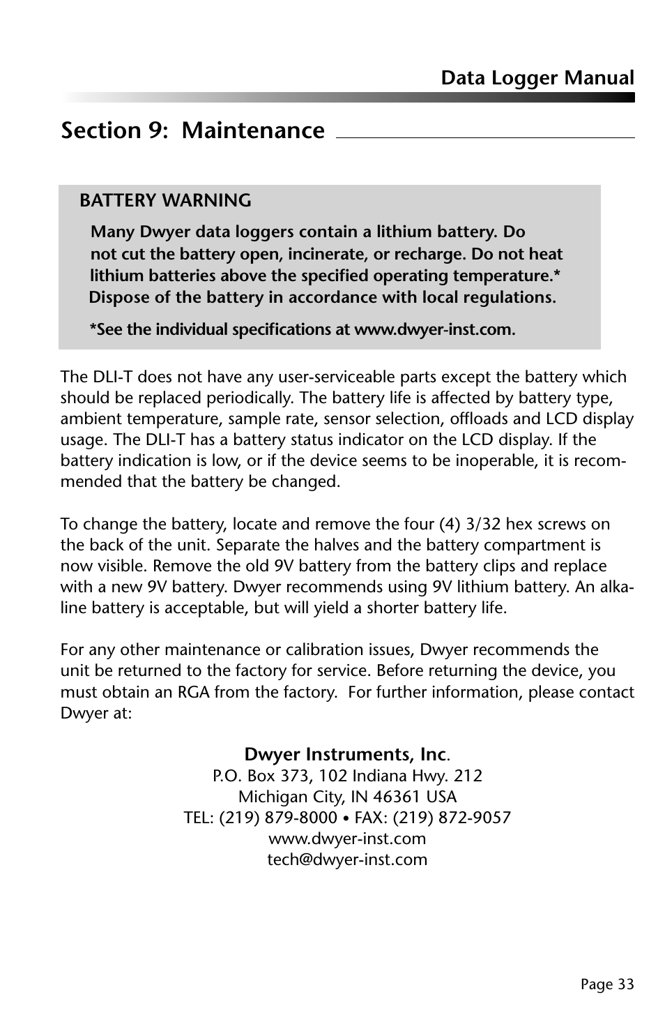 Dwyer DLI-T User Manual | Page 34 / 38