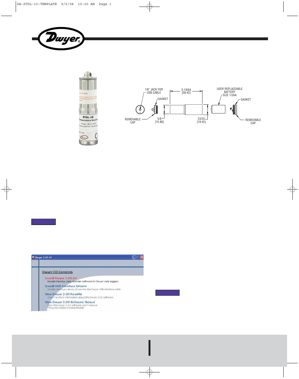 Dwyer STDL-10 User Manual | 2 pages