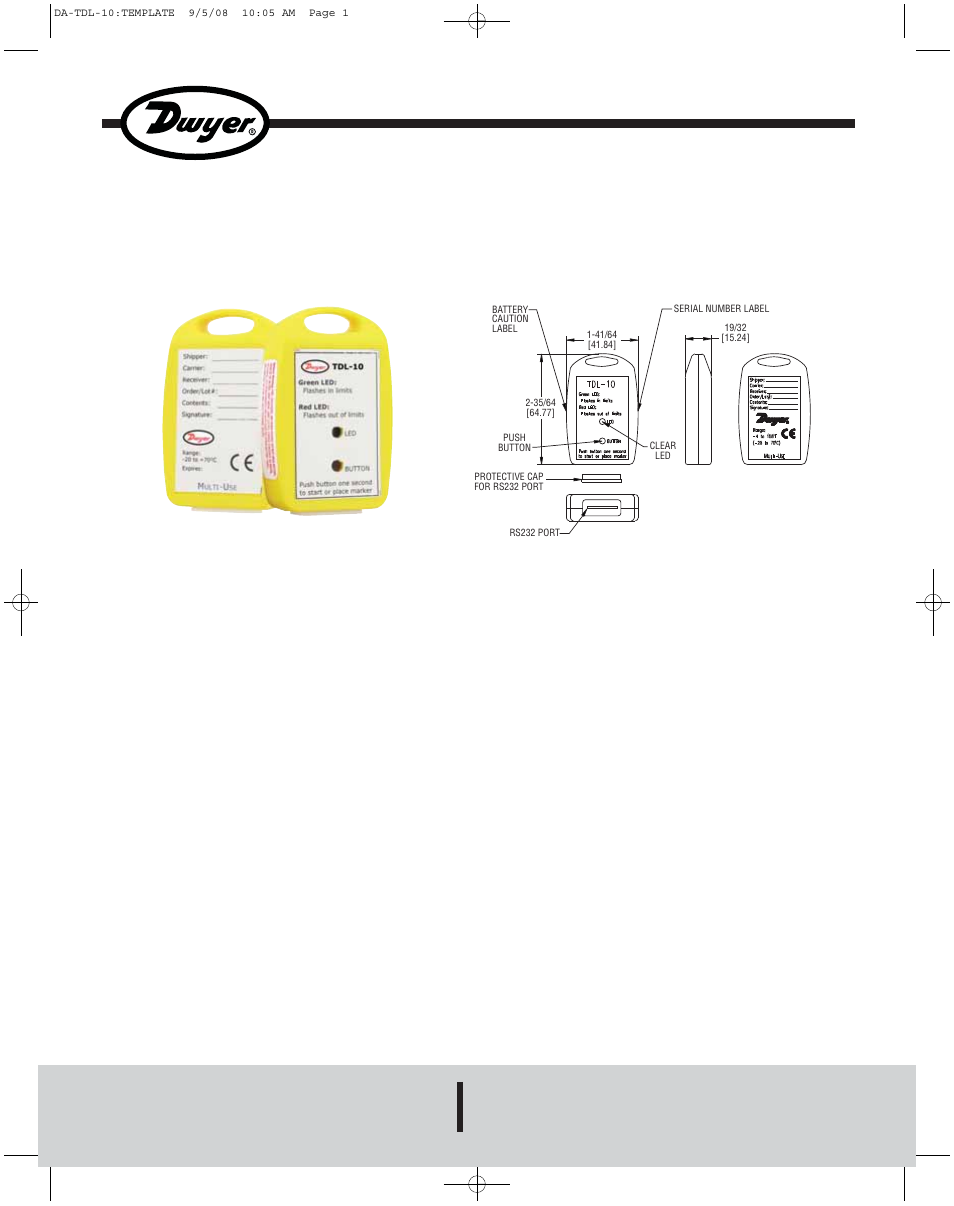 Dwyer TDL-10 User Manual | 2 pages