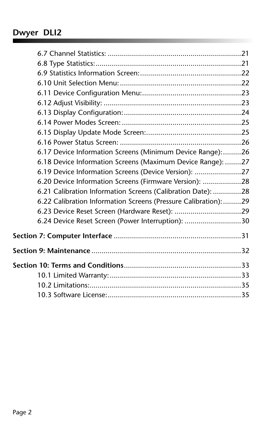 Dwyer dli2 | Dwyer DLI2 User Manual | Page 3 / 38